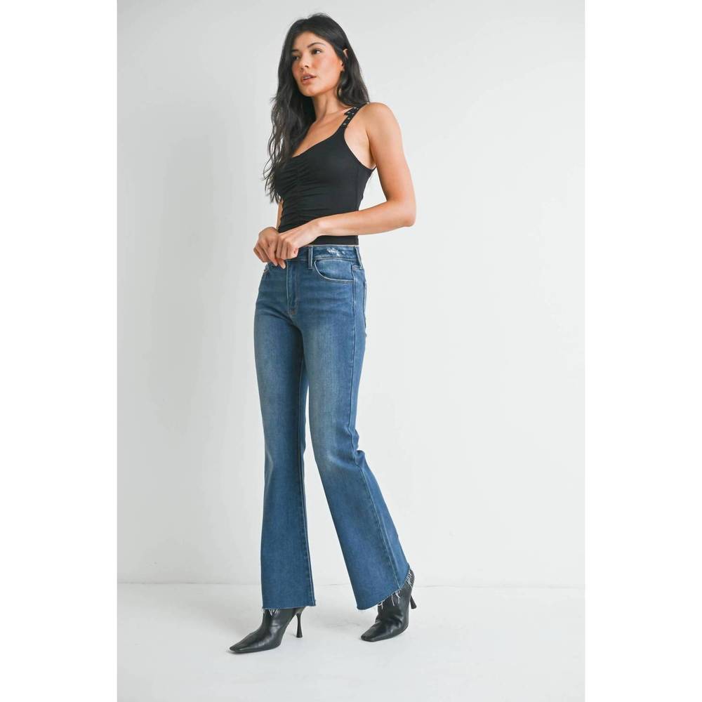 NEW JBD. rowan flare jeans with hem detail in blue